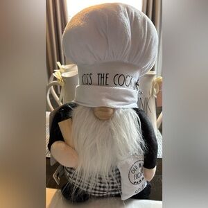 Rae Dunn Chef Gnome Plush Decor in Black and White